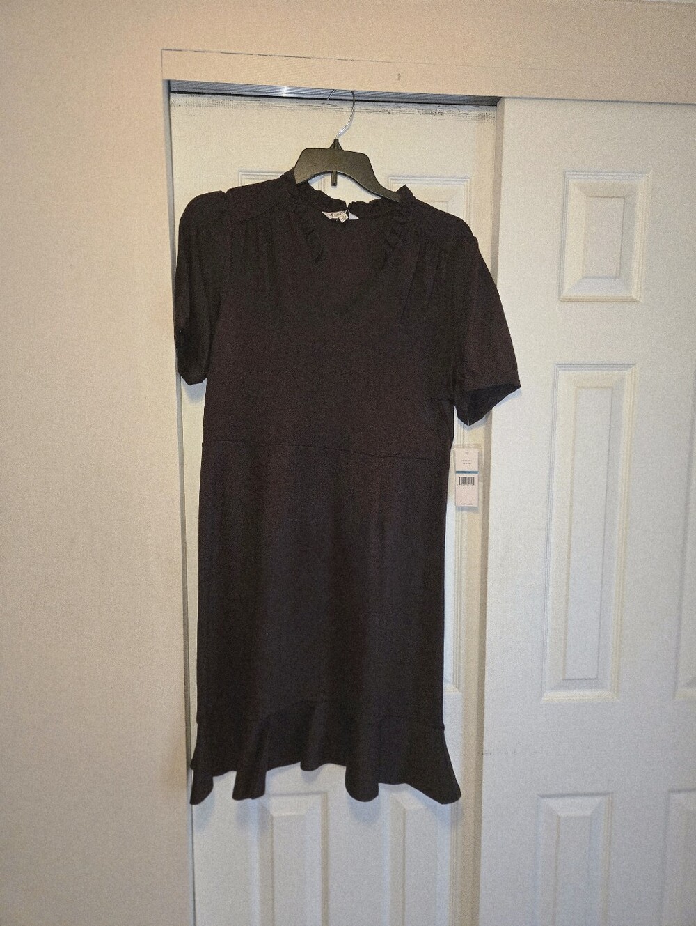 Nanette Women's Brown Ruffle-Hem Dress - Classic Short Sleeve